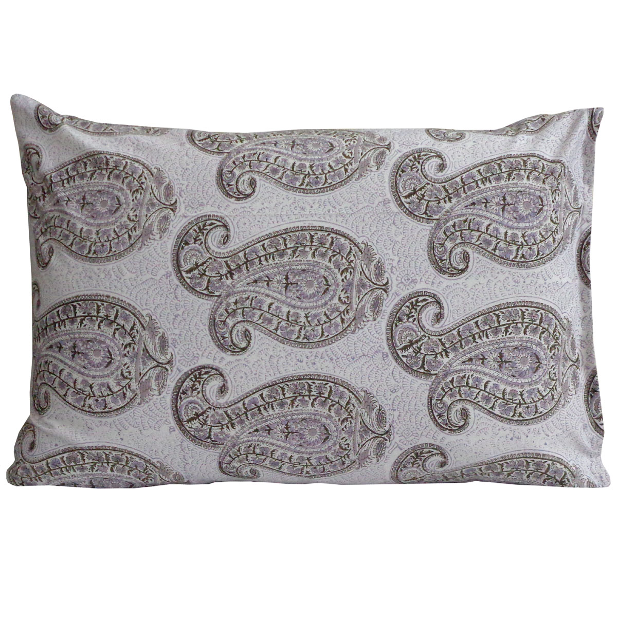 Hand Block Printed Cotton Pillows Cover 50x70 cm Set of 2 Big Paisley Brown 200867