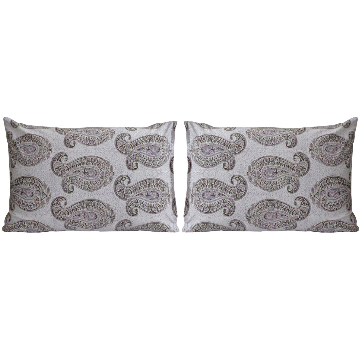 Hand Block Printed Cotton Pillows Cover 50x70 cm Set of 2 Big Paisley Brown 200867