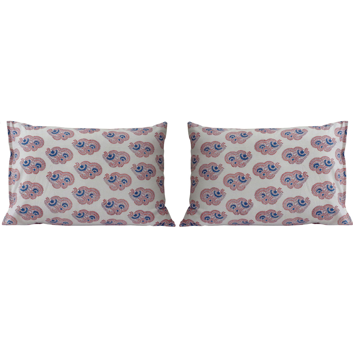 Hand Block Printed Cotton Pillows Cover 50x70 cm Set of 2 Kusum Gulabi Boota 205379