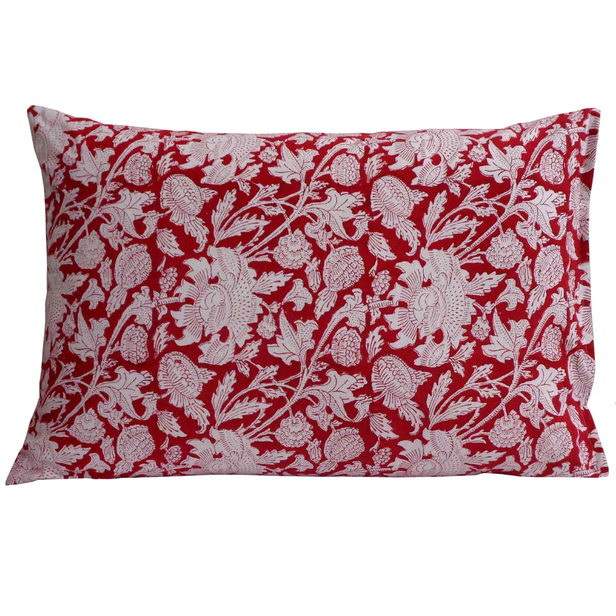Hand Block Printed Cotton Pillows Cover 50x70 cm Set of 2 Amarnath Rococco Red 200196