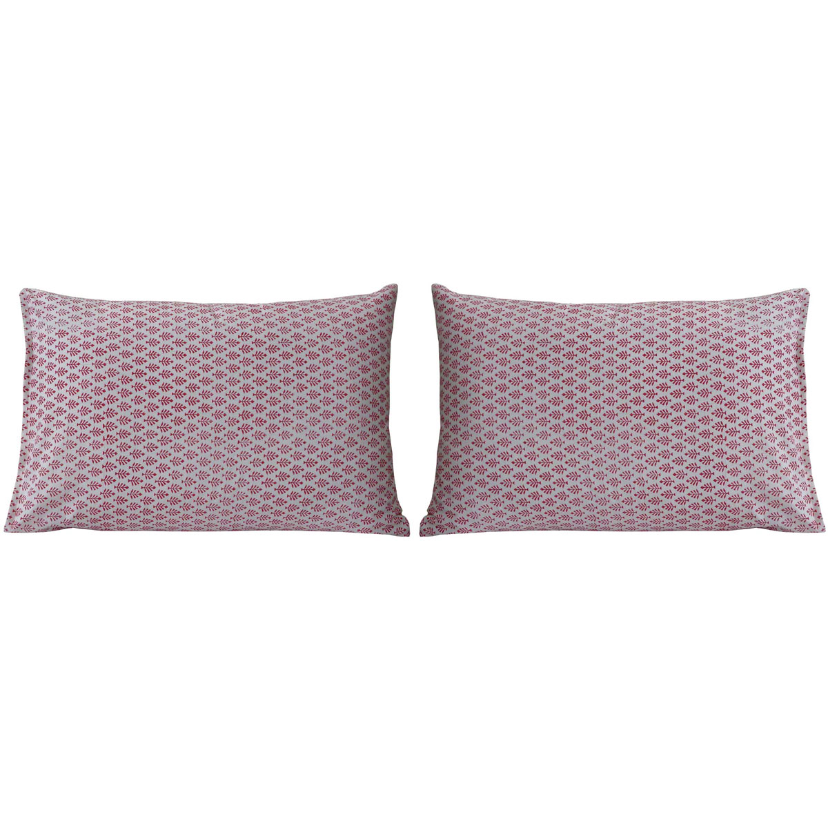 Hand Block Printed Cotton Pillows Cover 50x70 cm Set of 2 Neem Raspberry 204714