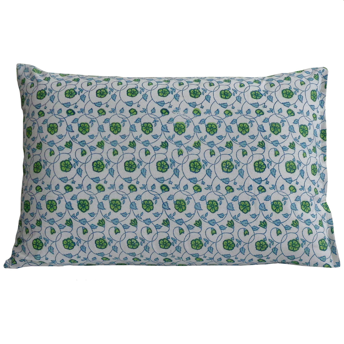 Hand Block Printed Cotton Pillows Cover 50x70 cm Set of 2 Floral Kali Green 200867