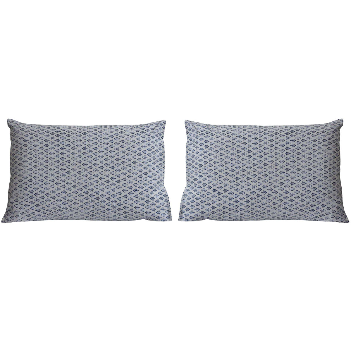 Hand Block Printed Cotton Pillows Cover 50x70 cm Set of 2 Neem Estate Blue 202831