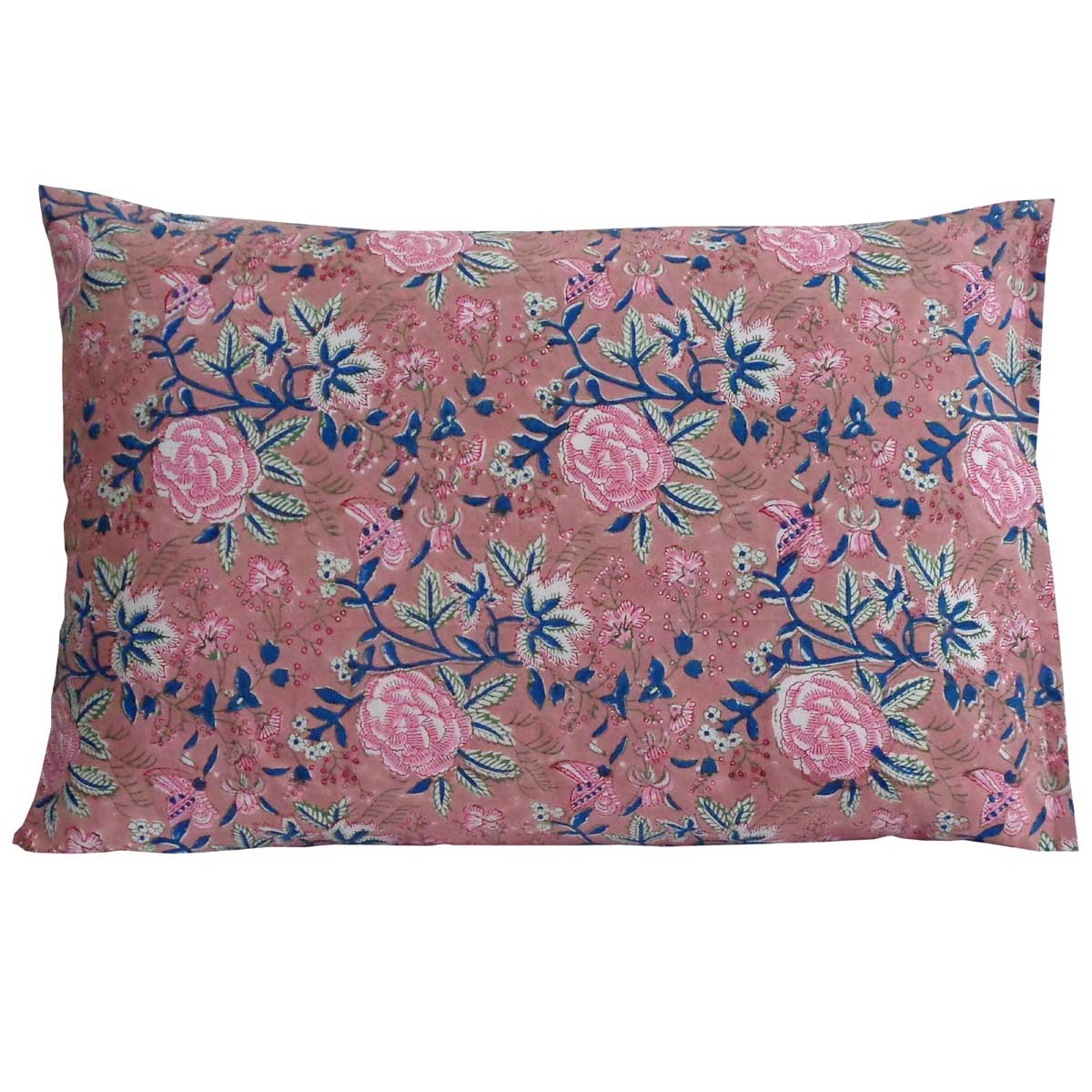 Hand Block Printed Cotton Pillows Cover 50x70 cm Set of 2 Misty Rose Gud 202873