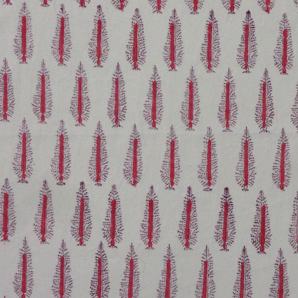 5 Yard Running Fabric Hand Block Printed Cotton 20 Sheeting Fabric Winter Fall Tree Christmas 302397