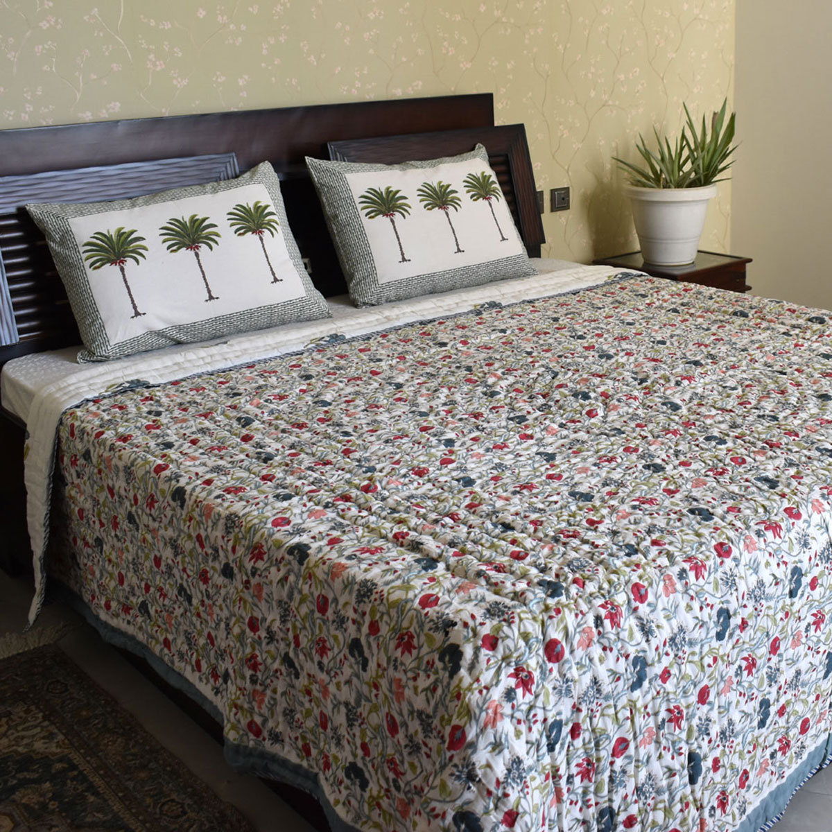 Hand Block Printed Cotton Queen Size Quilt 202213