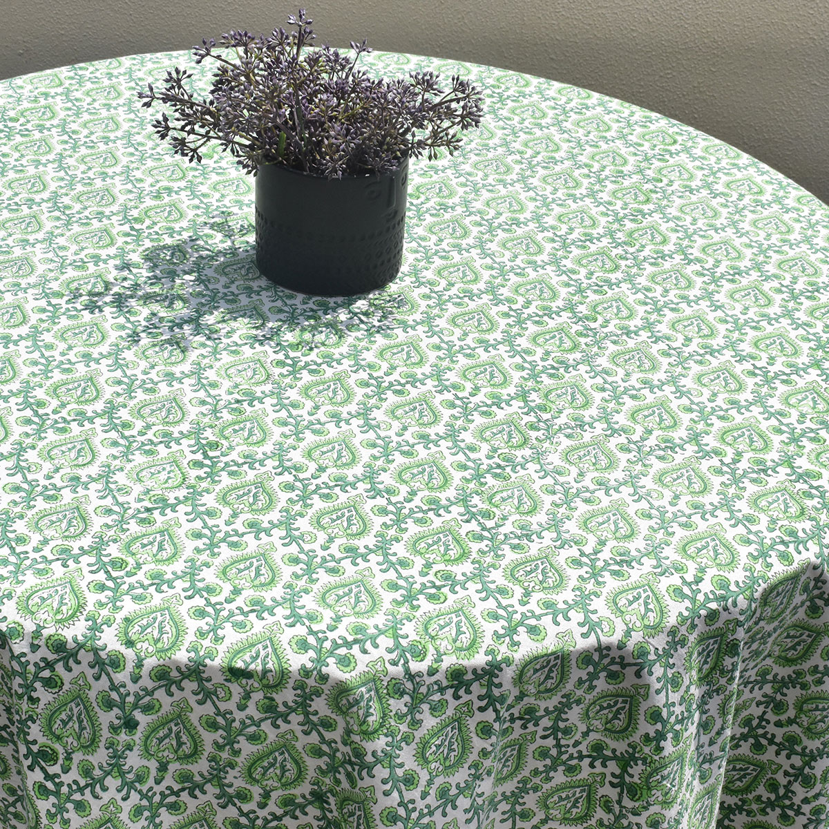 Round 220 cms Cotton French Design Table Cover Mughal Green 202522