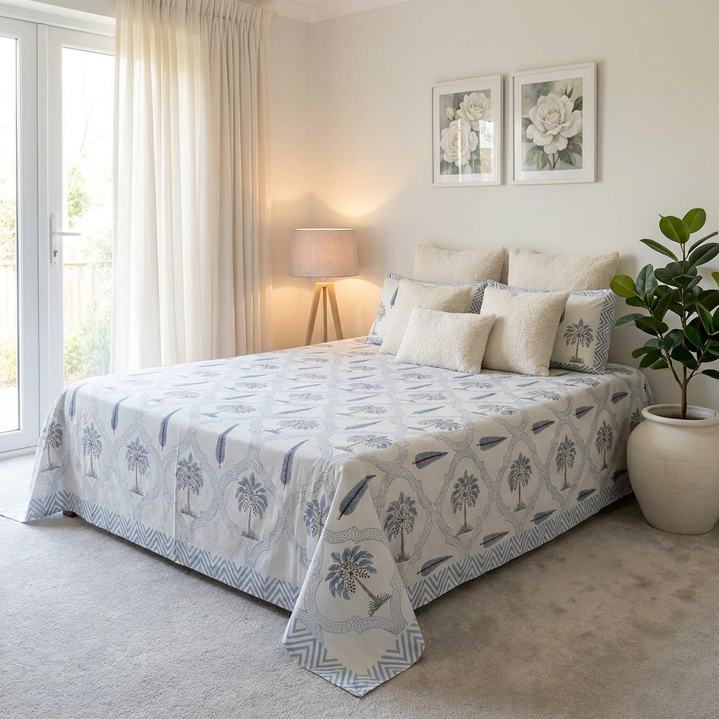 Queen Size Percale Fine Cotton Bedspread with 2 Pillow Cases 200008