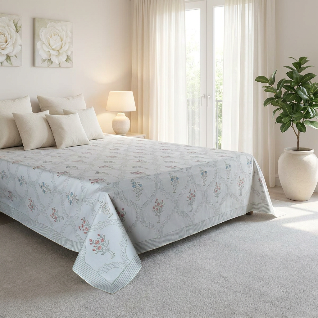 Queen Size Percale Fine Cotton Bedspread with 2 Pillow Cases 200012