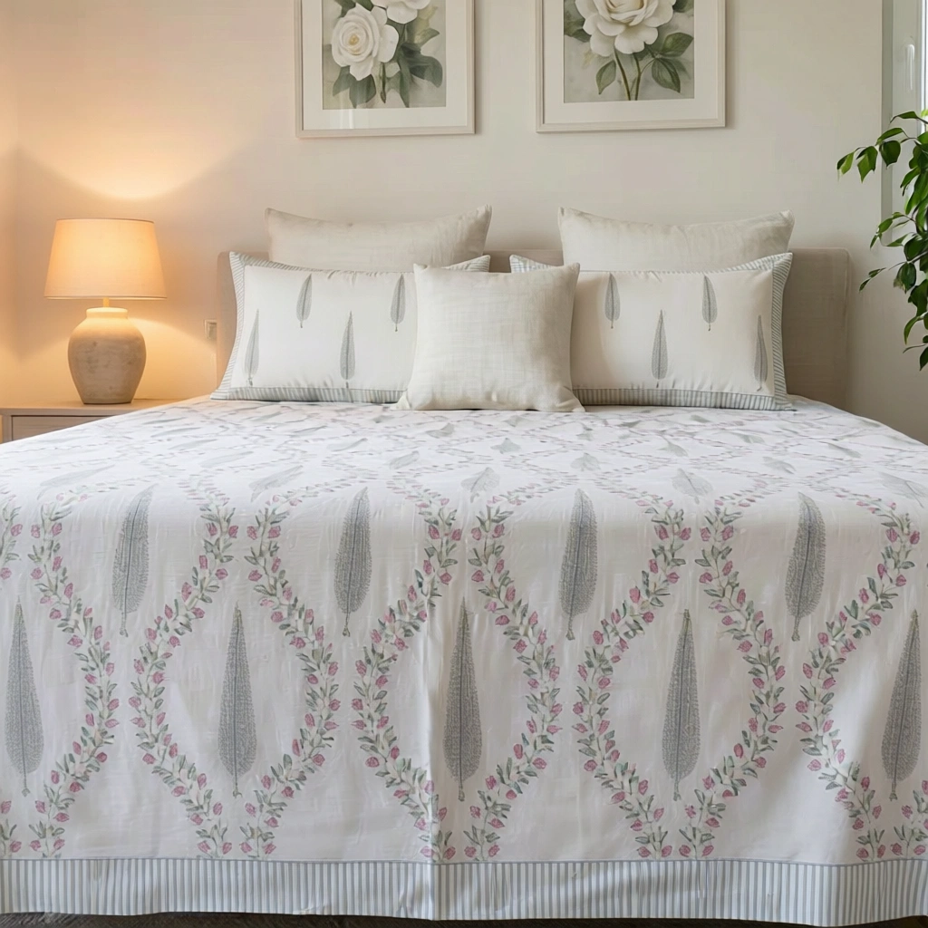 Queen Size Percale Fine Cotton Bedspread with 2 Pillow Cases 200017