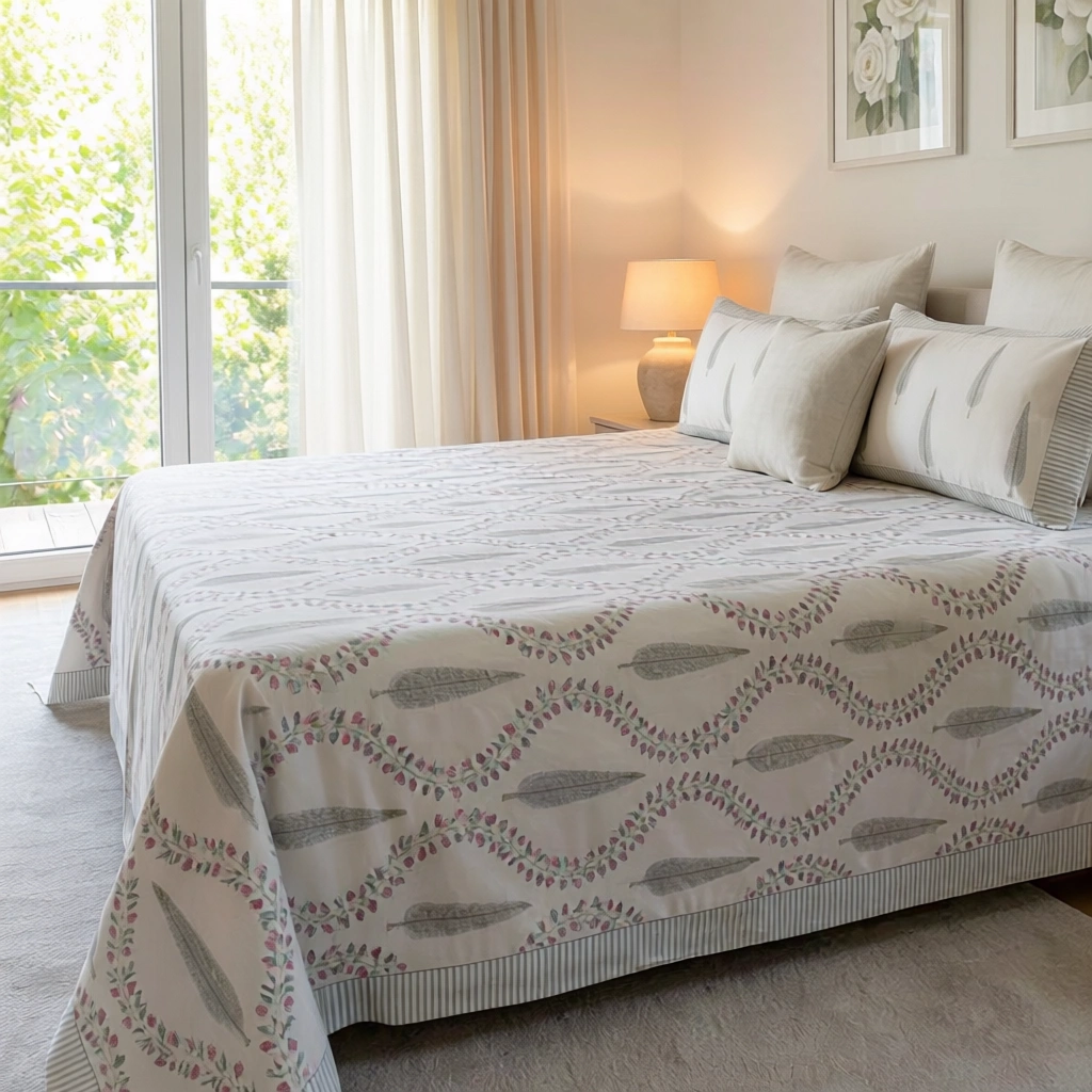 Queen Size Percale Fine Cotton Bedspread with 2 Pillow Cases 200017
