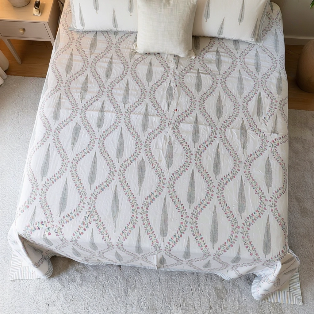 Queen Size Percale Fine Cotton Bedspread with 2 Pillow Cases 200017