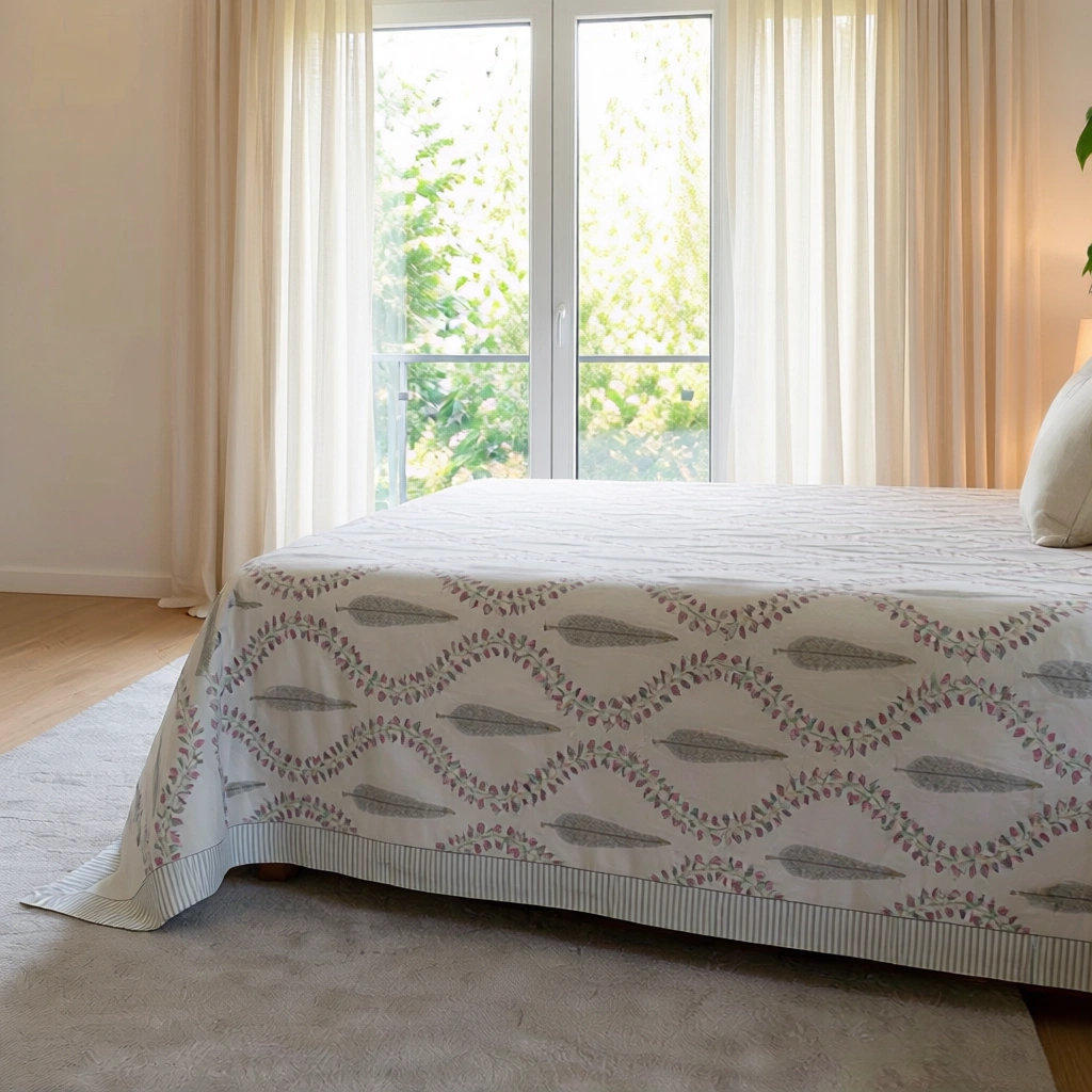 Queen Size Percale Fine Cotton Bedspread with 2 Pillow Cases 200017