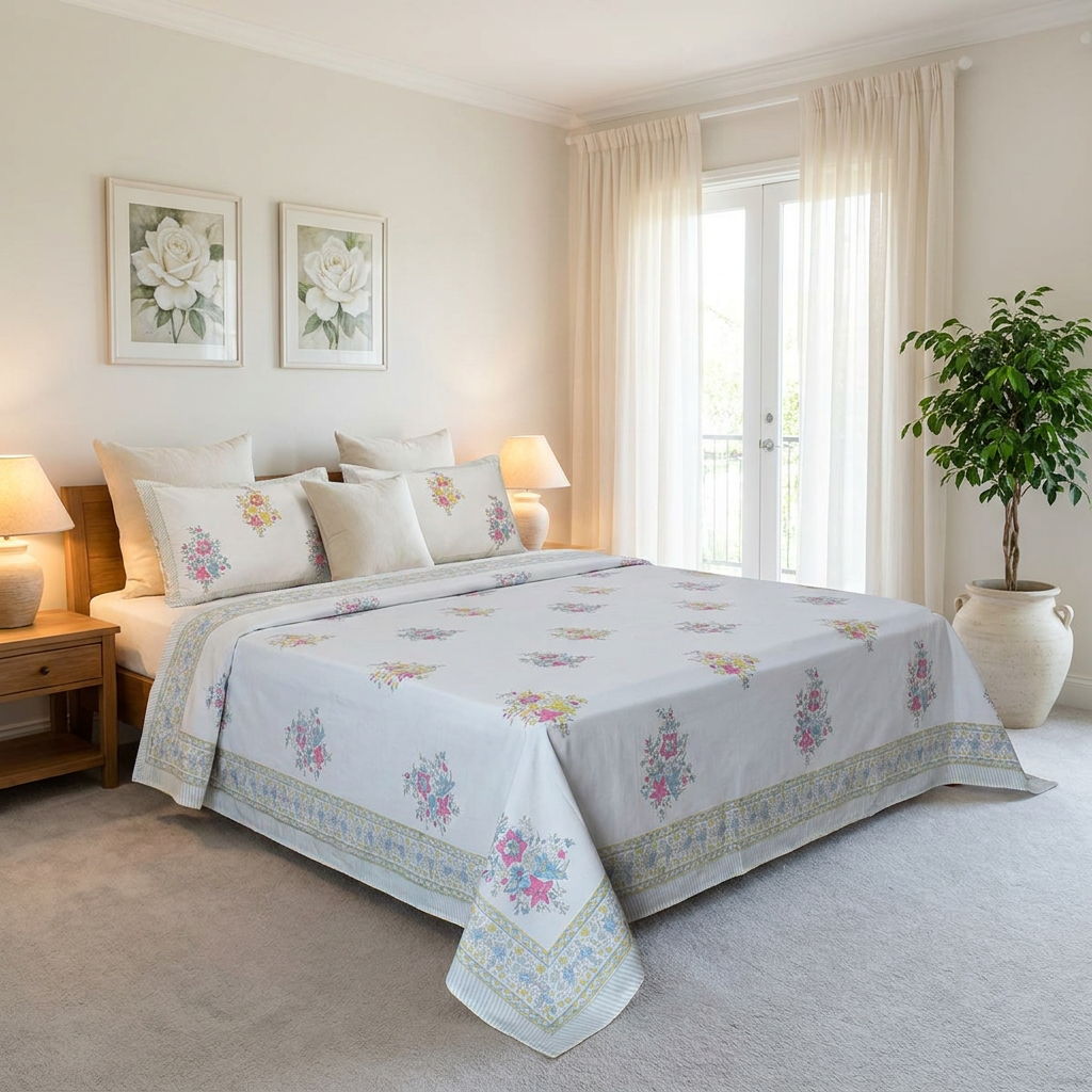 Queen Size Percale Fine Cotton Bedspread with 2 Pillow Cases 200021