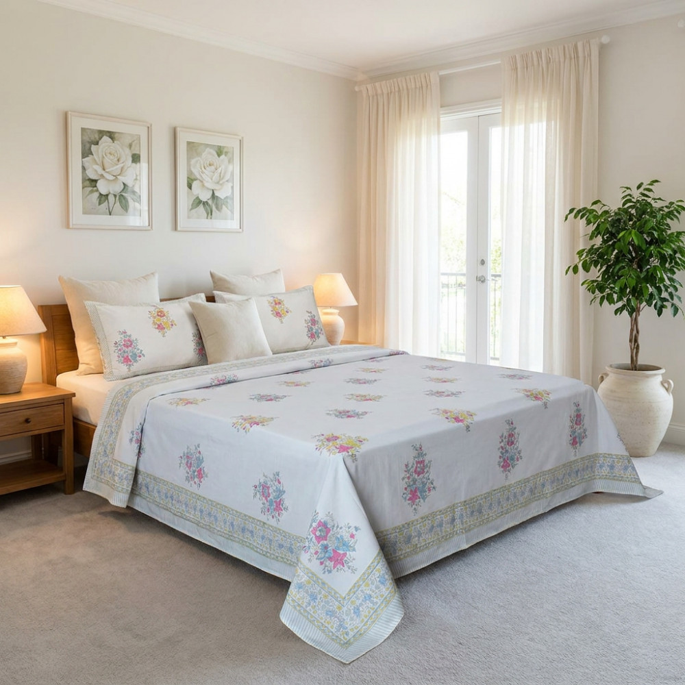Image of Queen Size Percale Fine Cotton Bedspread with 2 Pillow Cases | 200021