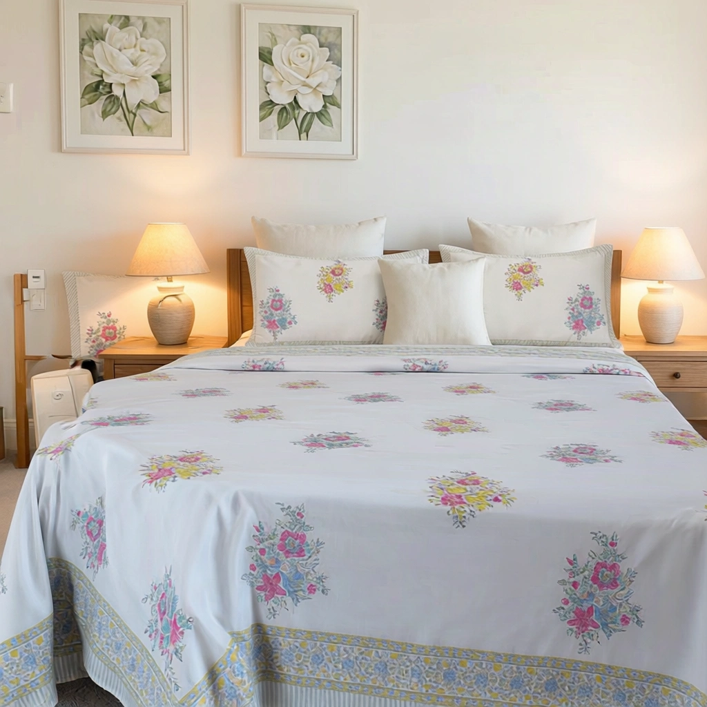 Queen Size Percale Fine Cotton Bedspread with 2 Pillow Cases 200021