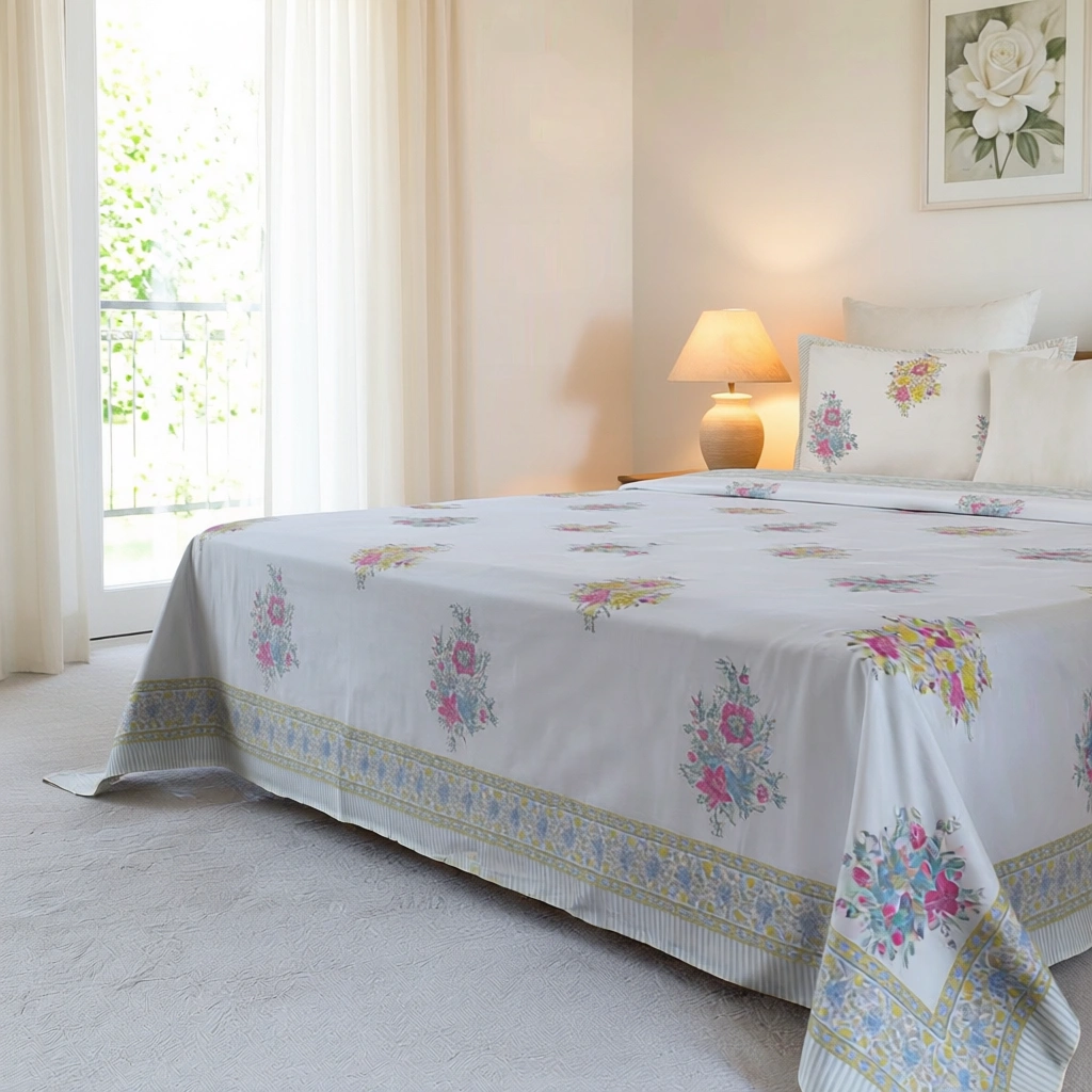 Queen Size Percale Fine Cotton Bedspread with 2 Pillow Cases 200021