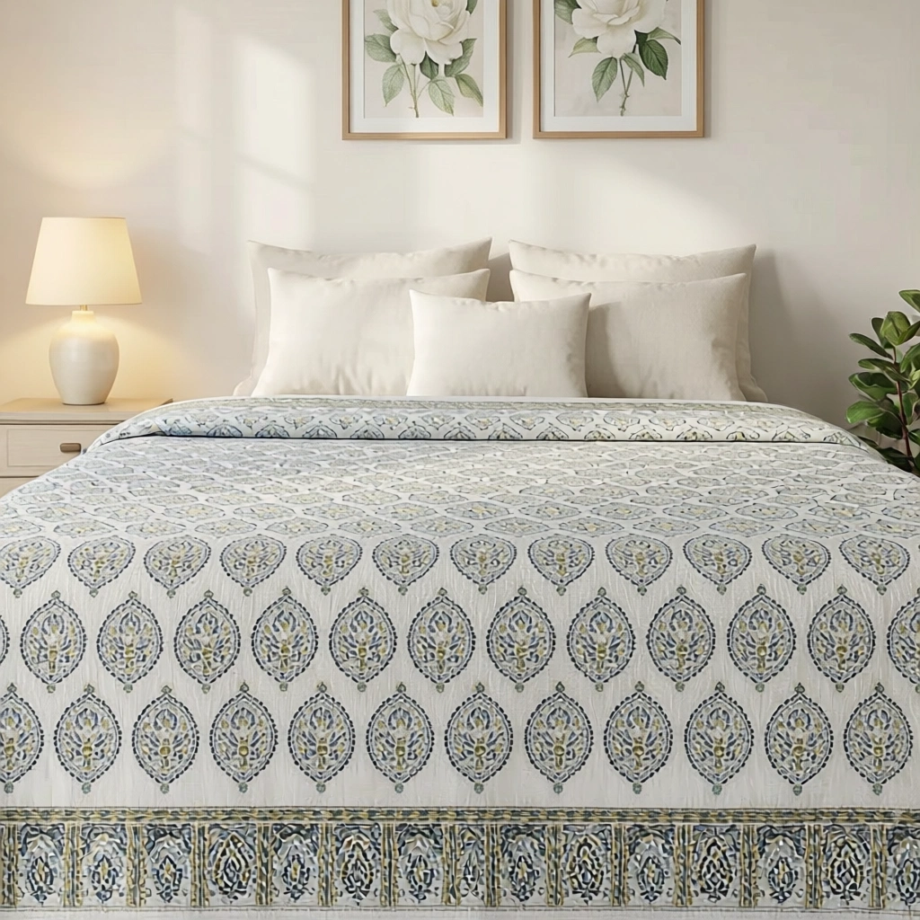 Queen Size Percale Fine Cotton Bedspread with 2 Pillow Cases 200026