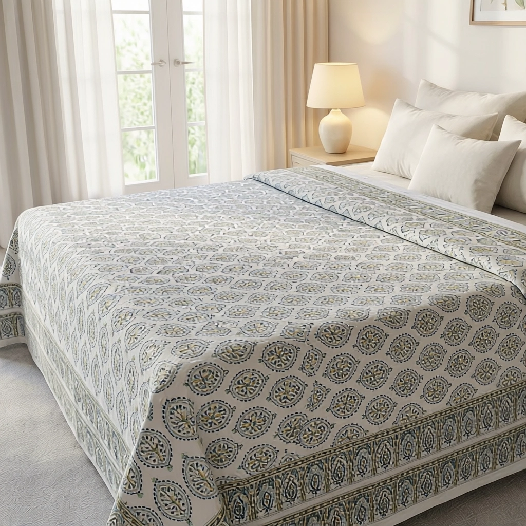 Queen Size Percale Fine Cotton Bedspread with 2 Pillow Cases 200026