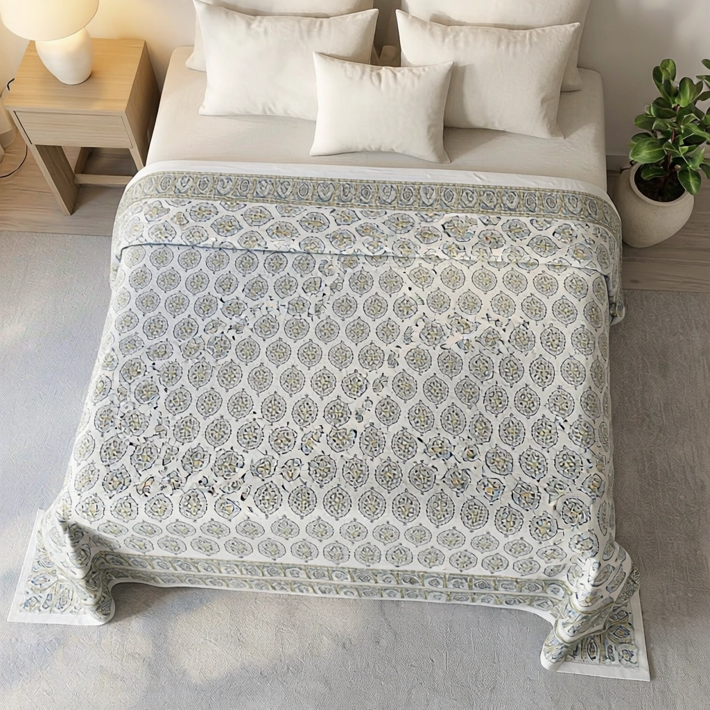 Queen Size Percale Fine Cotton Bedspread with 2 Pillow Cases 200026