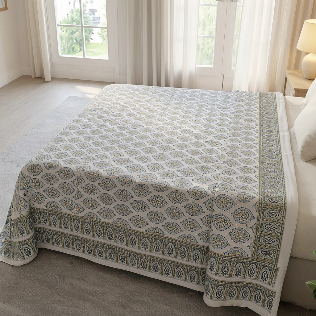 Queen Size Percale Fine Cotton Bedspread with 2 Pillow Cases 200026