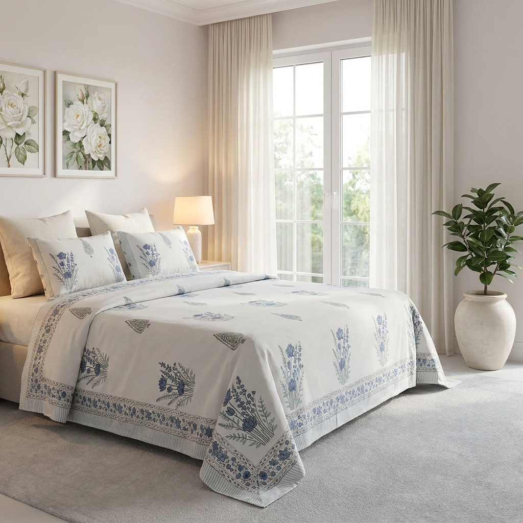 Queen Size Percale Fine Cotton Bedspread with 2 Pillow Cases 200031