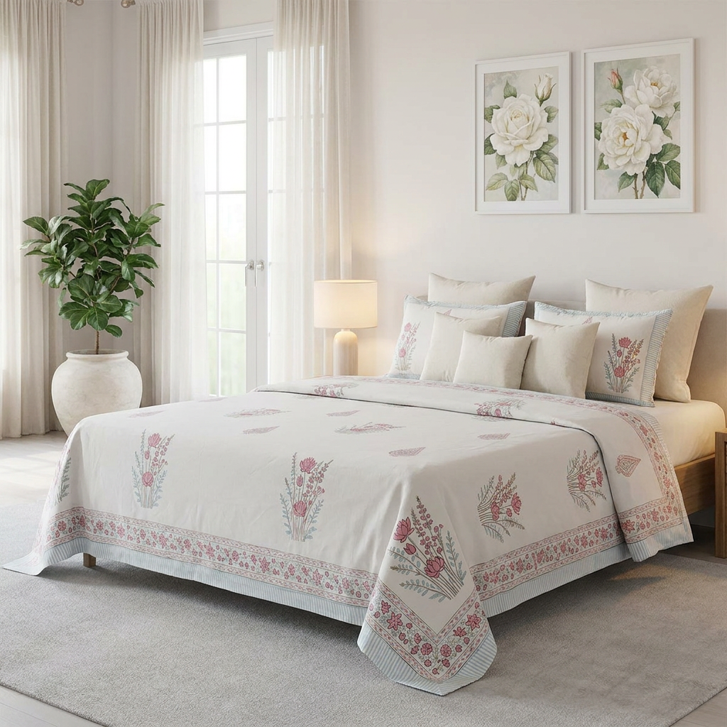 Queen Size Percale Fine Cotton Bedspread with 2 Pillow Cases 200035