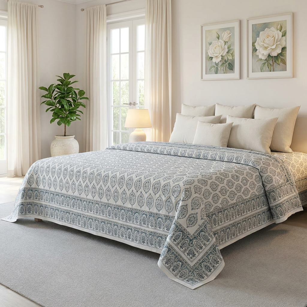 Queen Size Percale Fine Cotton Bedspread with 2 Pillow Cases 200039