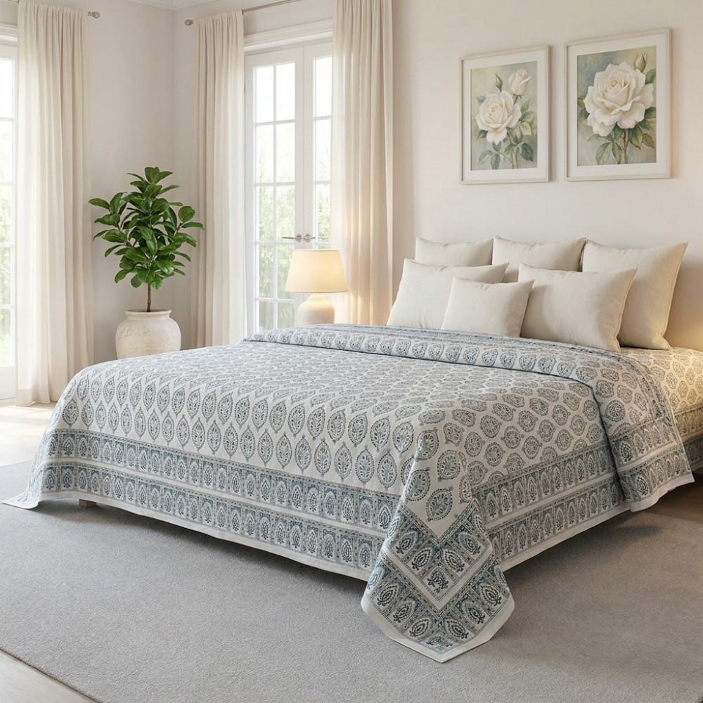 Image of Queen Size Percale Fine Cotton Bedspread with 2 Pillow Cases | 200039