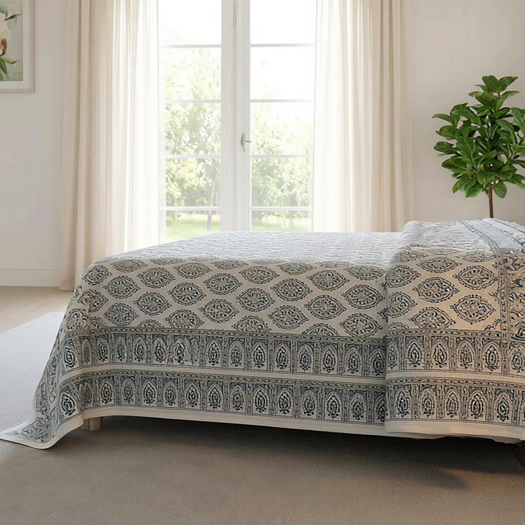 Queen Size Percale Fine Cotton Bedspread with 2 Pillow Cases 200039