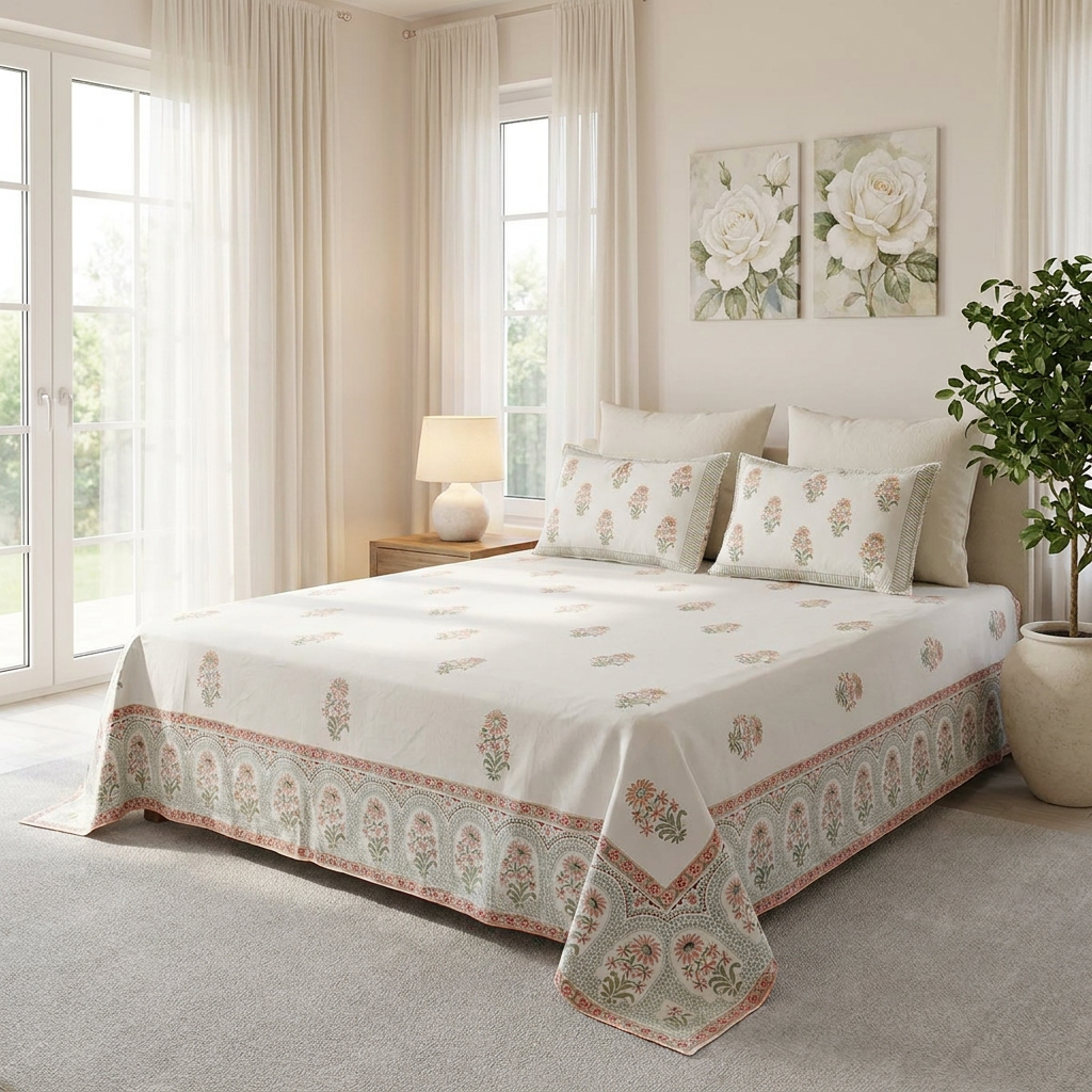 Queen Size Percale Fine Cotton Bedspread with 2 Pillow Cases 200063