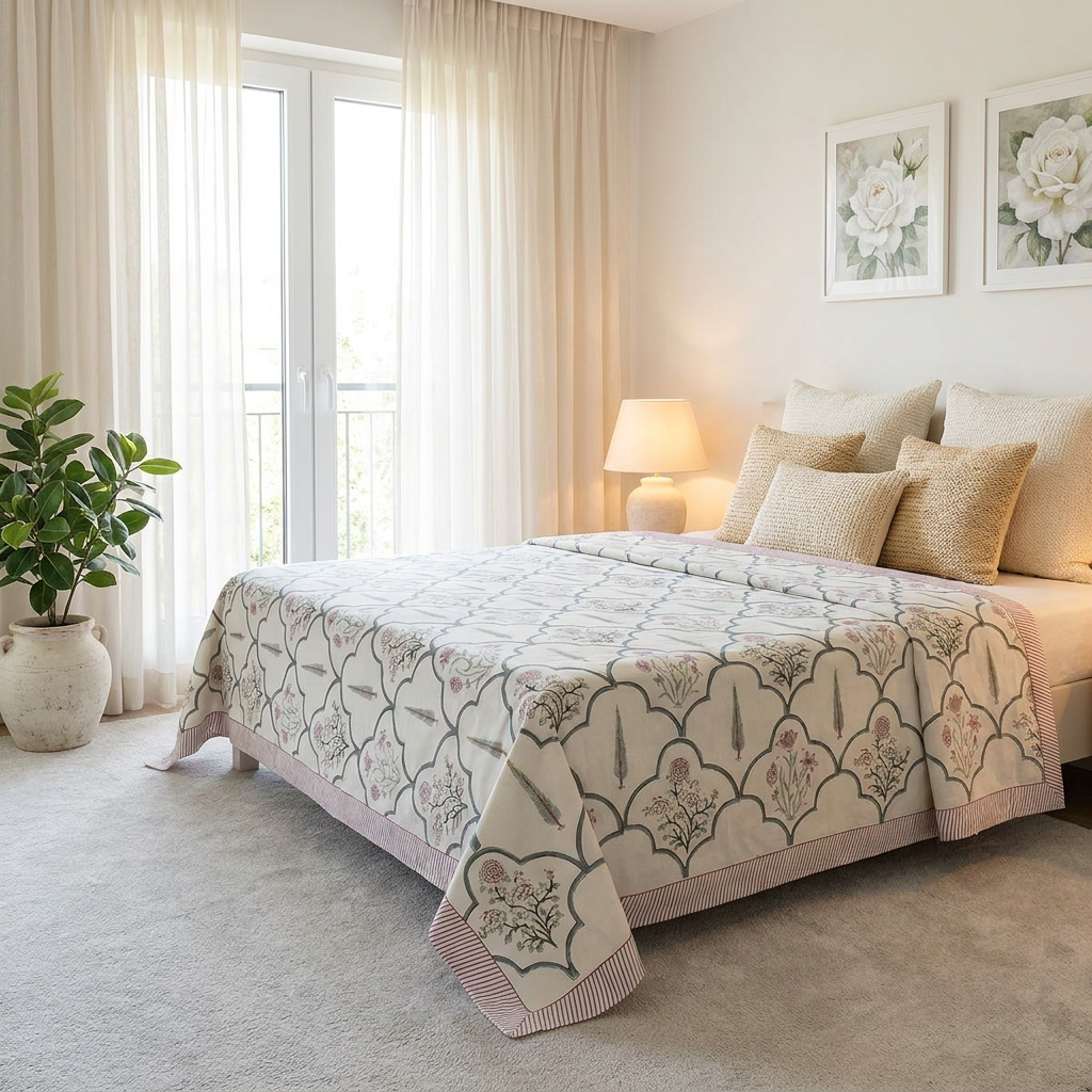 Queen Size Percale Fine Cotton Bedspread with 2 Pillow Cases 200081