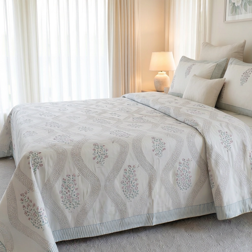 Queen Size Percale Fine Cotton Bedspread with 2 Pillow Cases 200082