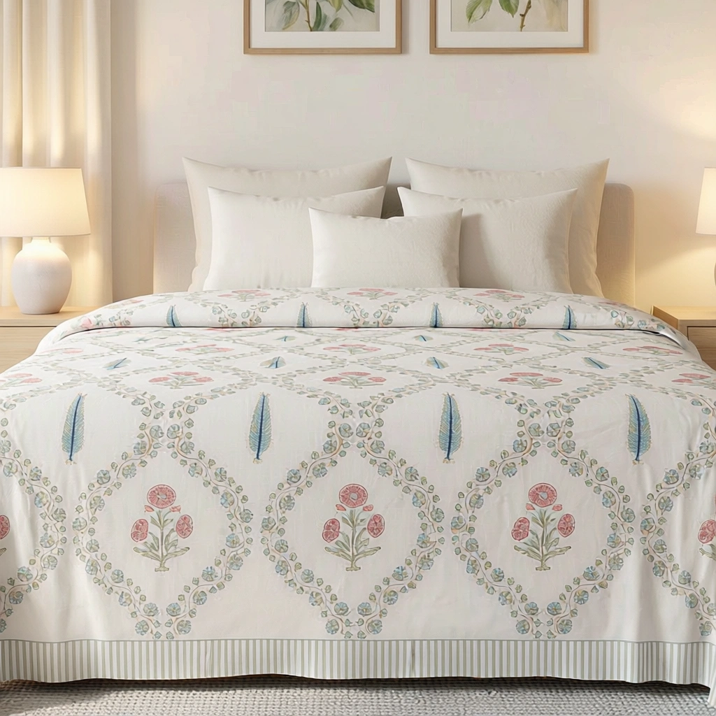Queen Size Percale Fine Cotton Bedspread with 2 Pillow Cases 200083