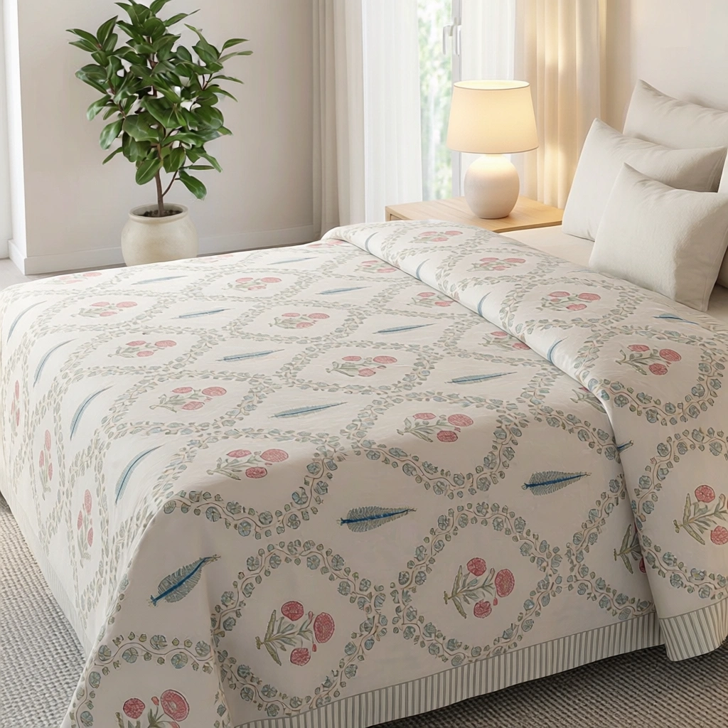 Queen Size Percale Fine Cotton Bedspread with 2 Pillow Cases 200083