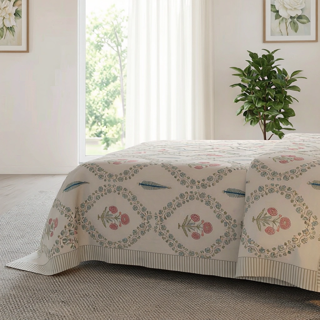 Queen Size Percale Fine Cotton Bedspread with 2 Pillow Cases 200083