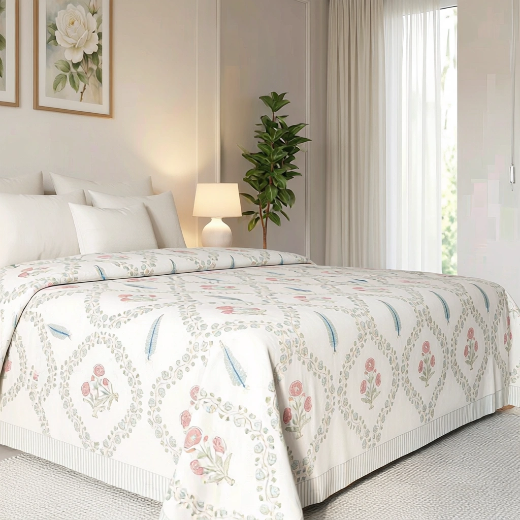Queen Size Percale Fine Cotton Bedspread with 2 Pillow Cases 200083