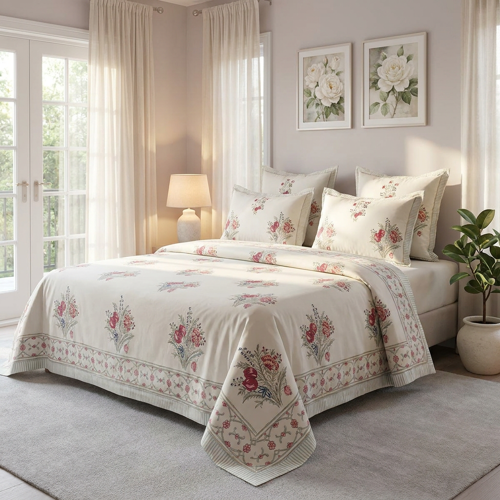 Queen Size Percale Fine Cotton Bedspread with 2 Pillow Cases 200084