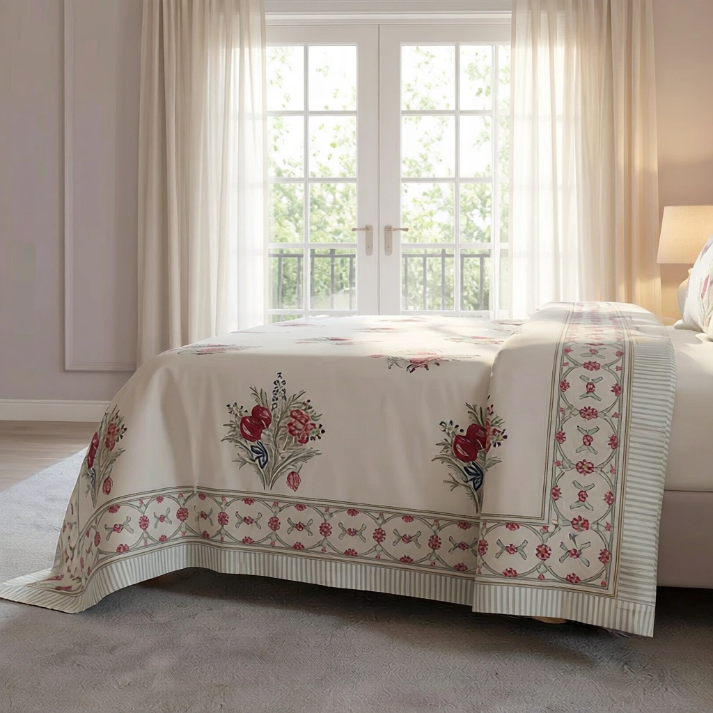 Queen Size Percale Fine Cotton Bedspread with 2 Pillow Cases 200084