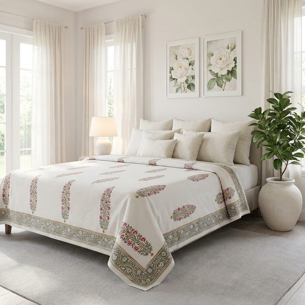 Queen Size Percale Fine Cotton Bedspread with 2 Pillow Cases 200085