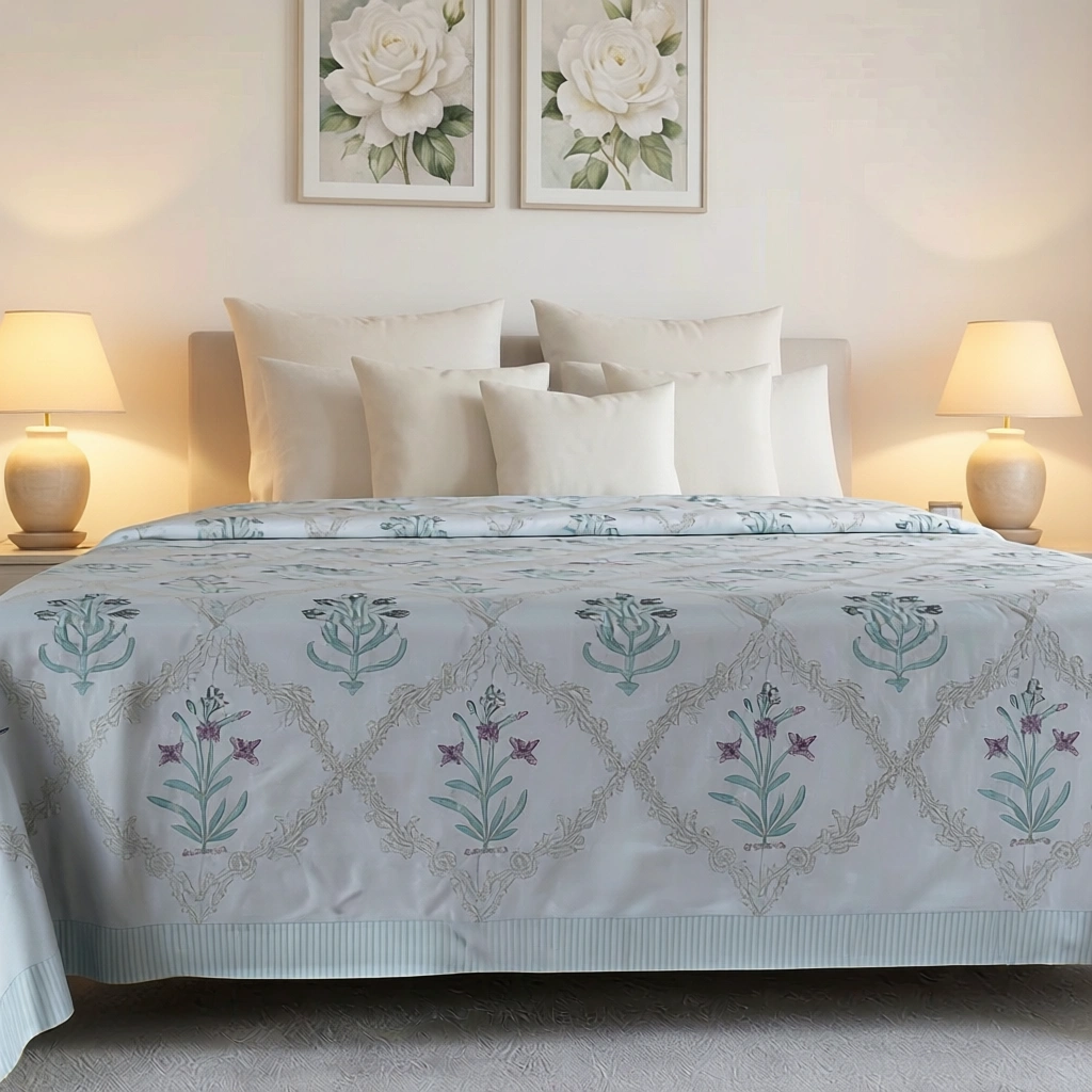 Queen Size Percale Fine Cotton Bedspread with 2 Pillow Cases 200086