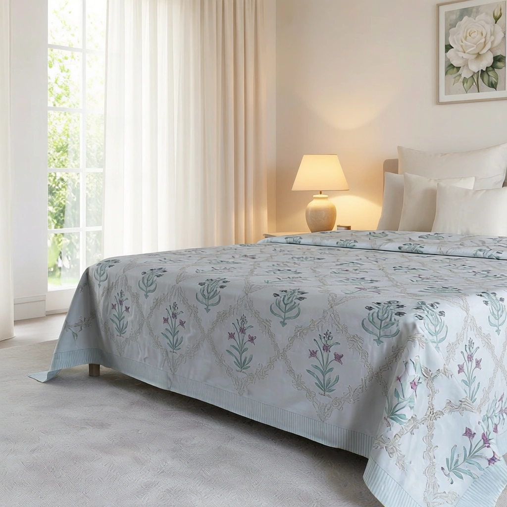 Queen Size Percale Fine Cotton Bedspread with 2 Pillow Cases 200086