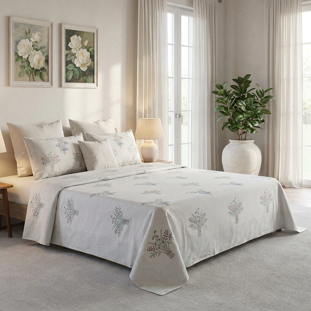 Queen Size Percale Fine Cotton Bedspread with 2 Pillow Cases 200087