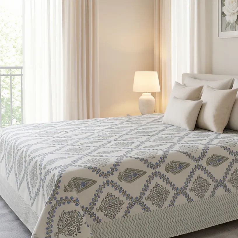 Queen Size Percale Fine Cotton Bedspread with 2 Pillow Cases 200088