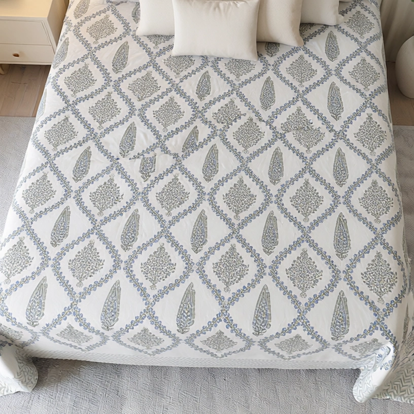 Queen Size Percale Fine Cotton Bedspread with 2 Pillow Cases 200088