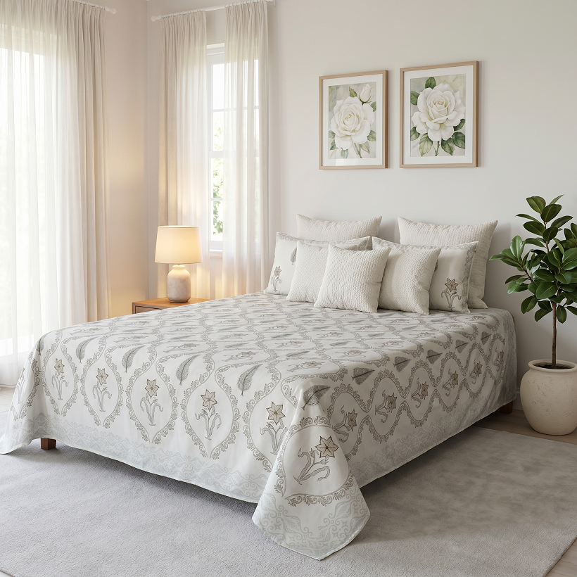 Queen Size Percale Fine Cotton Bedspread with 2 Pillow Cases 200089