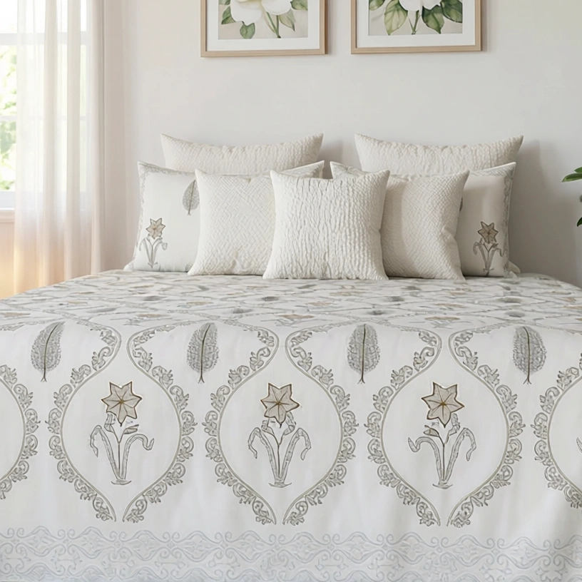 Queen Size Percale Fine Cotton Bedspread with 2 Pillow Cases 200089
