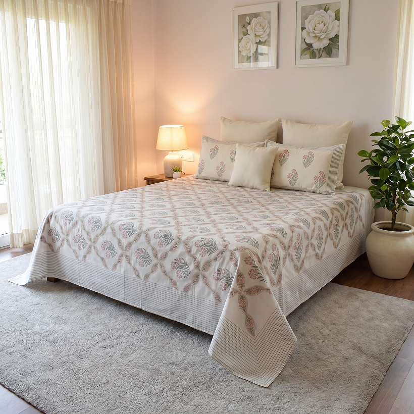 Queen Size Percale Fine Cotton Bedspread with 2 Pillow Cases 200090