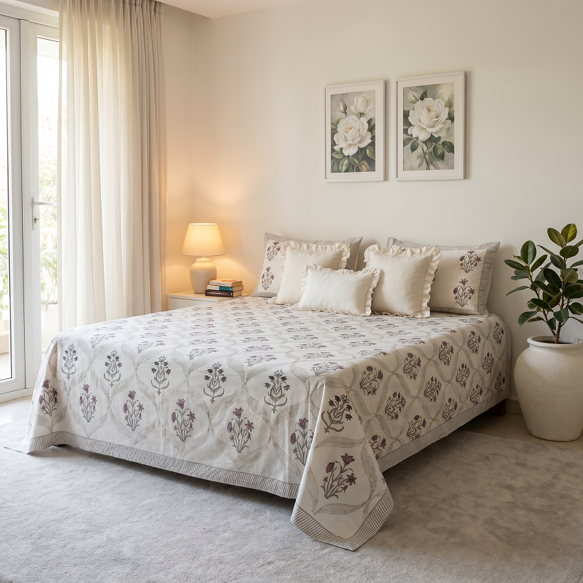 Queen Size Percale Fine Cotton Bedspread with 2 Pillow Cases 200091