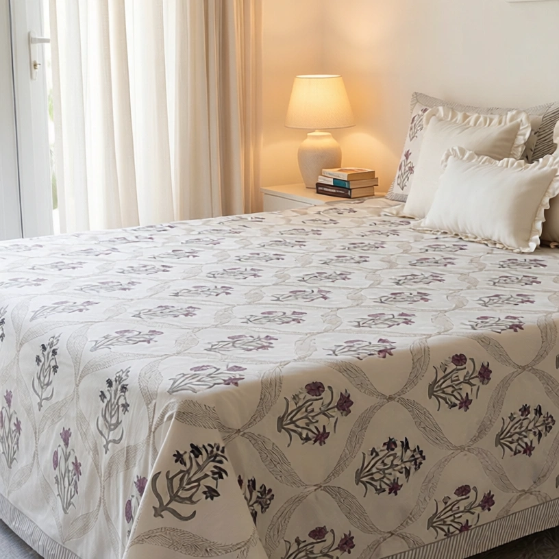 Queen Size Percale Fine Cotton Bedspread with 2 Pillow Cases 200091